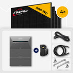 4x SunPro 500 Wp Full Black bifazial & Anker Solix Solarbank 3 Pro 8.04kWh - Flachdach/Wand Edelstahl