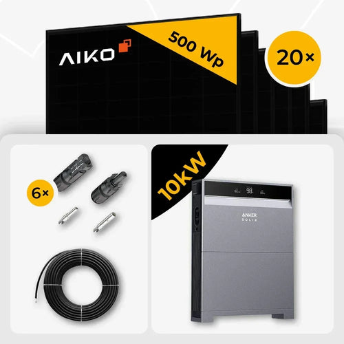 AIKO 500W Solarmodul Set, Anker Solix 10kW Speicher