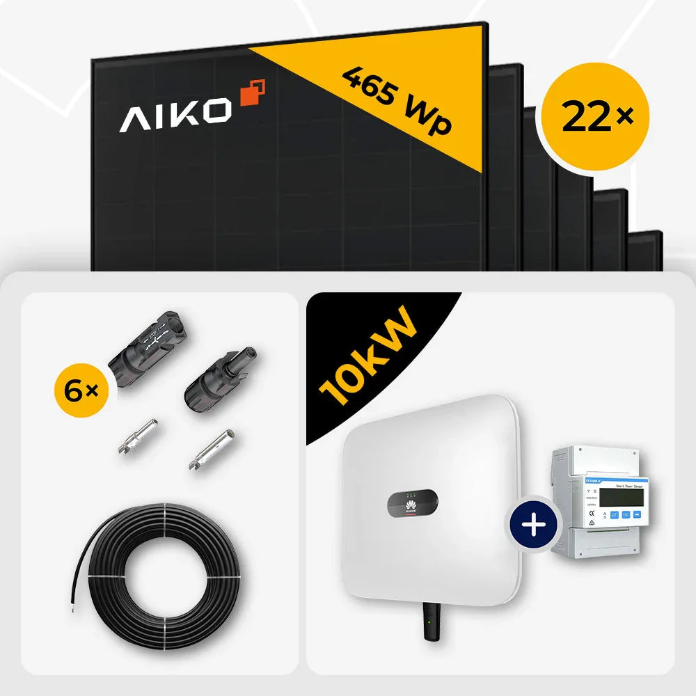 AIKO 465W Full Black 22x, Huawei SUN2000-10KTL-M1 Set