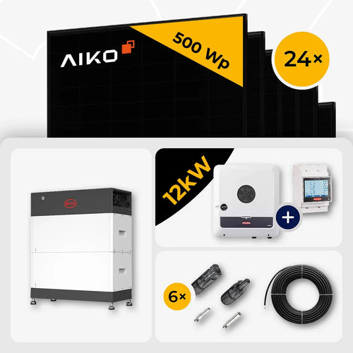 12 kWp Fronius PV Komplettset SYMO-GEN24-12.0-PLUS-SC & 24x AIKO 500W Full Black mit Speicheroption – mit Speicher BYD HVS+ 5.1