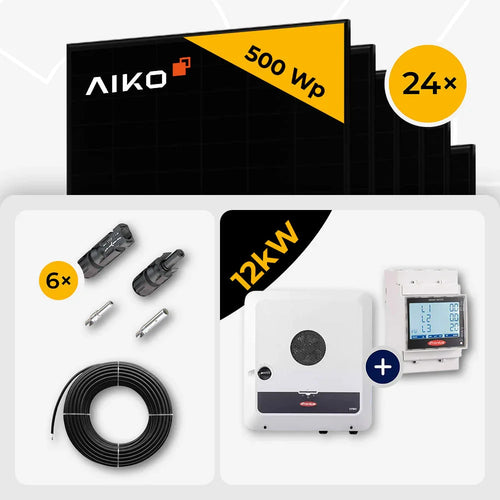 12 kWp Fronius PV Komplettset SYMO-GEN24-12.0-PLUS-SC & 24x AIKO 500W Full Black mit Speicheroption – ohne Speicher