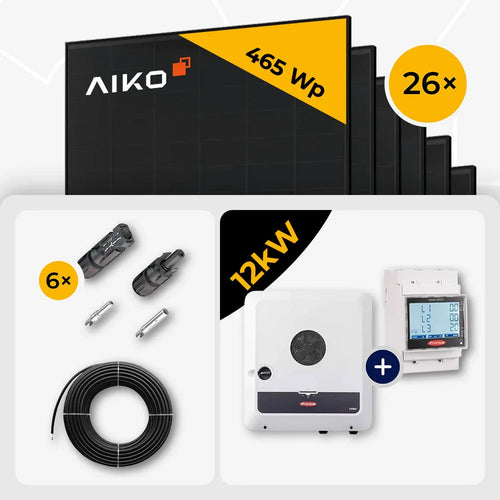12 kWp Fronius PV Komplettset SYMO-GEN24-12.0-PLUS-SC & 26x AIKO 465W Full Black mit Speicheroption – ohne Speicher