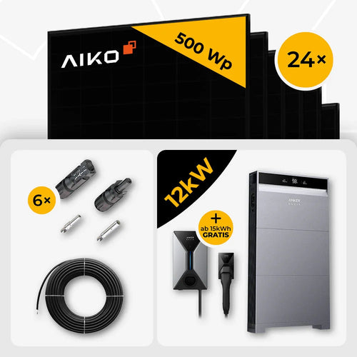 12 kWp Anker PV Komplettset X1-H12K-T & 24x AIKO 500W Full Black mit Speicheroption – mit Speicher Anker X1 10kWh