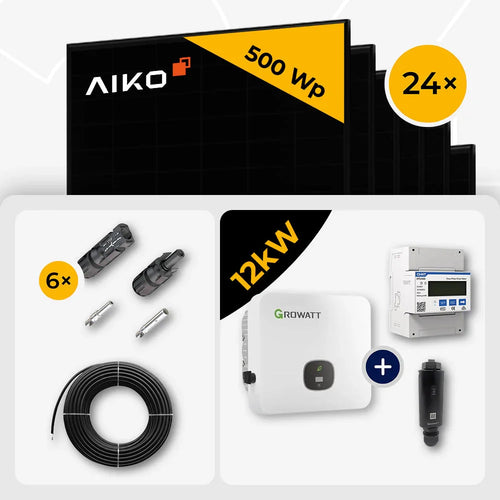 AIKO 500W Full Black, Growatt 12kW, 24 Stück