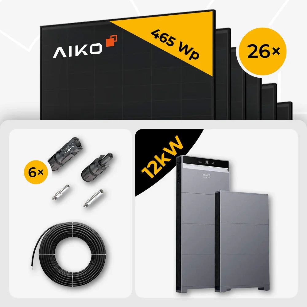 AIKO 465W Full Black 26x Solarmodule Anker 12kW Speicher
