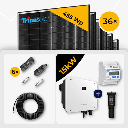 15 kWp Sungrow PV Komplettset Hybrid SH15T & 36x Trina 465W Black Frame mit Speicheroption – ohne Speicher