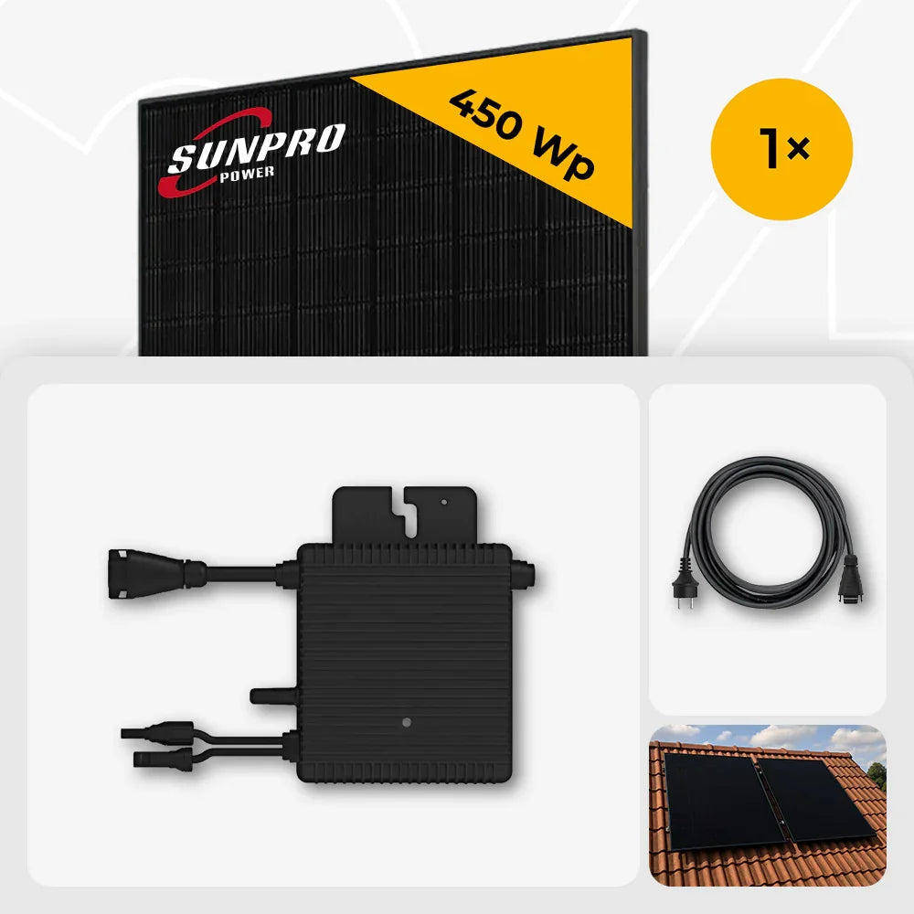 Sunpro 450 Wp Full Black Solarmodul Hoymiles HMS-400W-1T