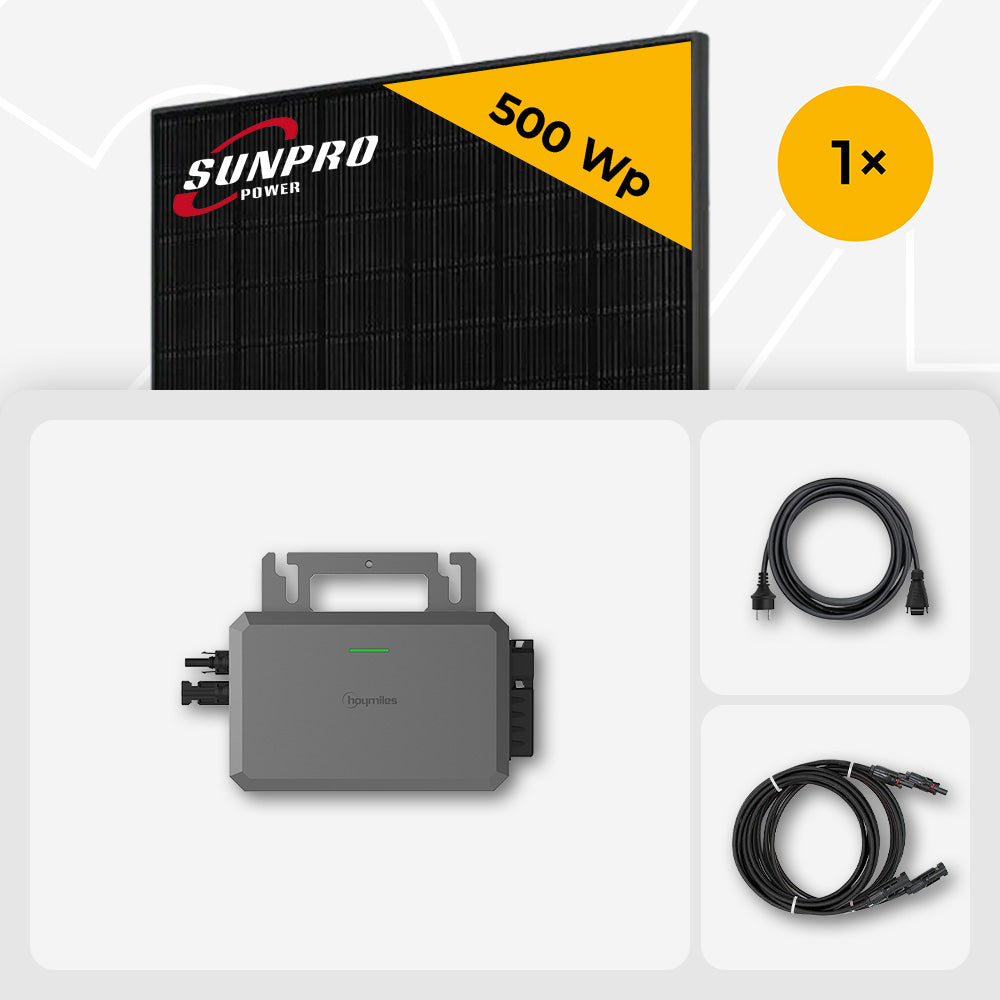 1x SunPro 500Wp Full Black bifazial Hoymiles HMS-HF-800 Wechselrichter