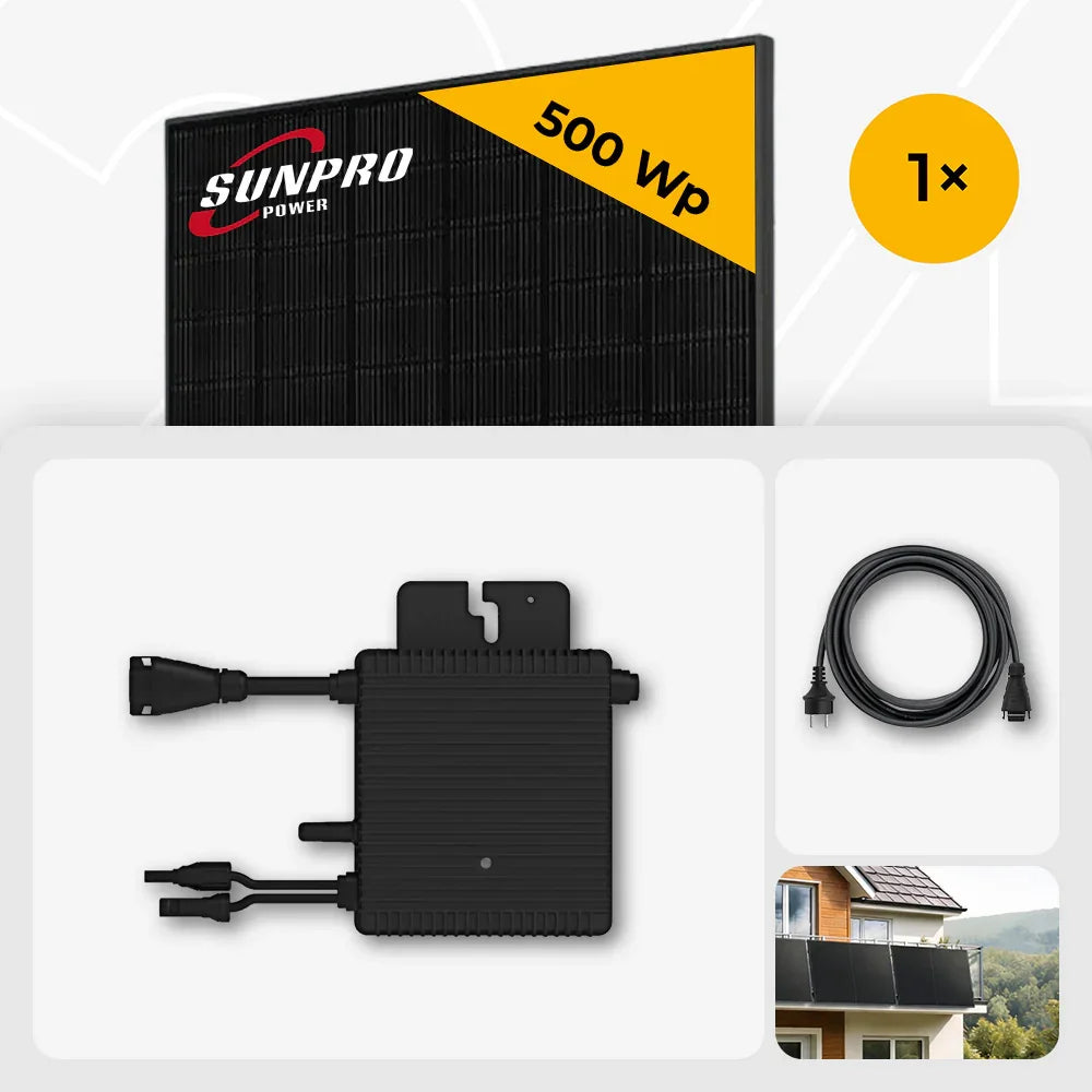 SunPro 500 Wp Full Black Modul, Hoymiles HMS-400W-1T