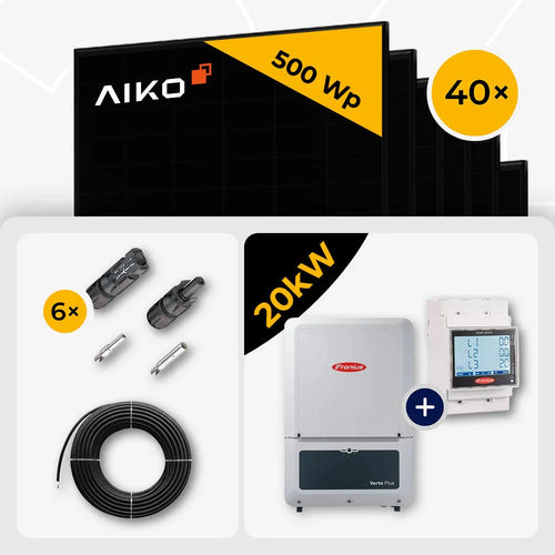 20 kWp Fronius PV Komplettset Verto Plus 20.0 & 40x AIKO 500W Full Black mit Speicheroption – ohne Speicher