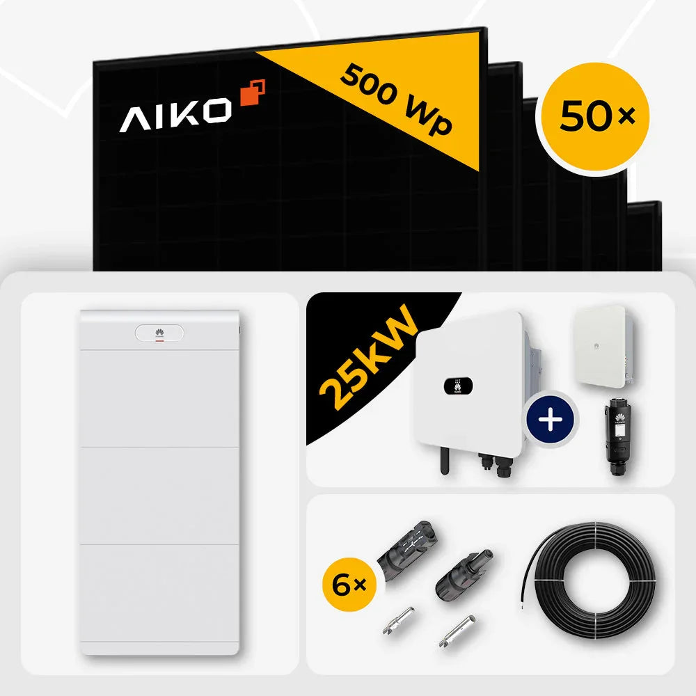 AIKO 500W 50 Stück Solarmodule, Huawei 25kW Speicher