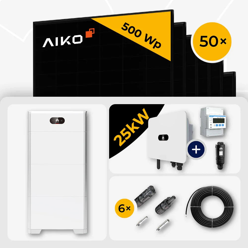 AIKO 500W Solarmodule, Huawei SUN2000-25K, Luna2000-15-S0 Set