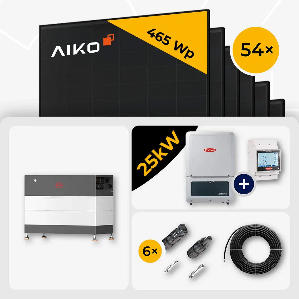 25 kWp Fronius PV Komplettset Verto Plus 25.0 & 54x AIKO 465W Full Black mit Speicheroption – mit Speicher BYD HVB 5.9