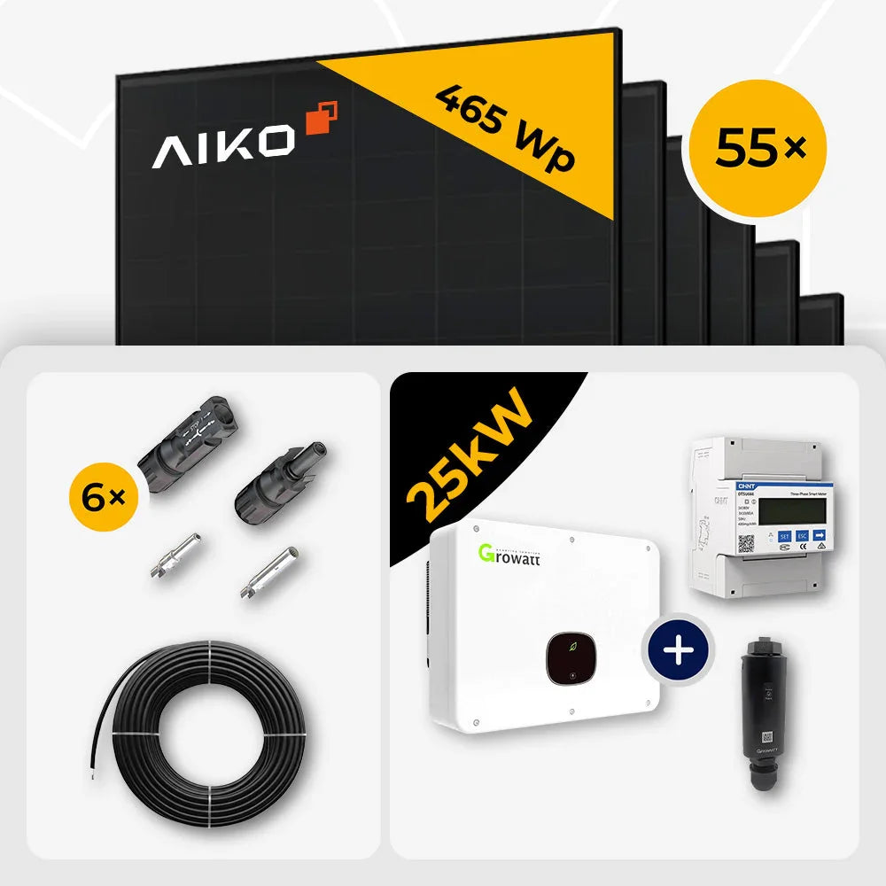 AIKO 465W 55x Full Black Growatt MID25KTL3-XH Solaranlage