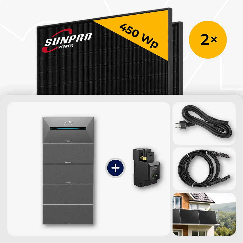 Sunpro 450 Wp Solarmodule, Anker Solix Solarbank, Zubehör
