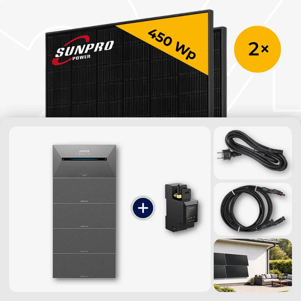 Sunpro 450 Wp Bifazial Glas-Glas, Anker Solix Solarbank