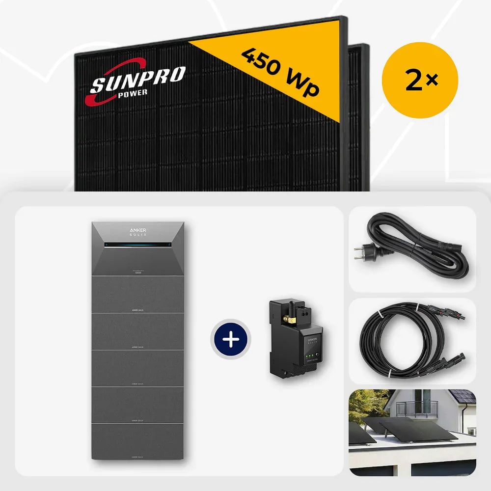 Sunpro 450 Wp Full Black, Anker Solix Solarbank 16 kWh