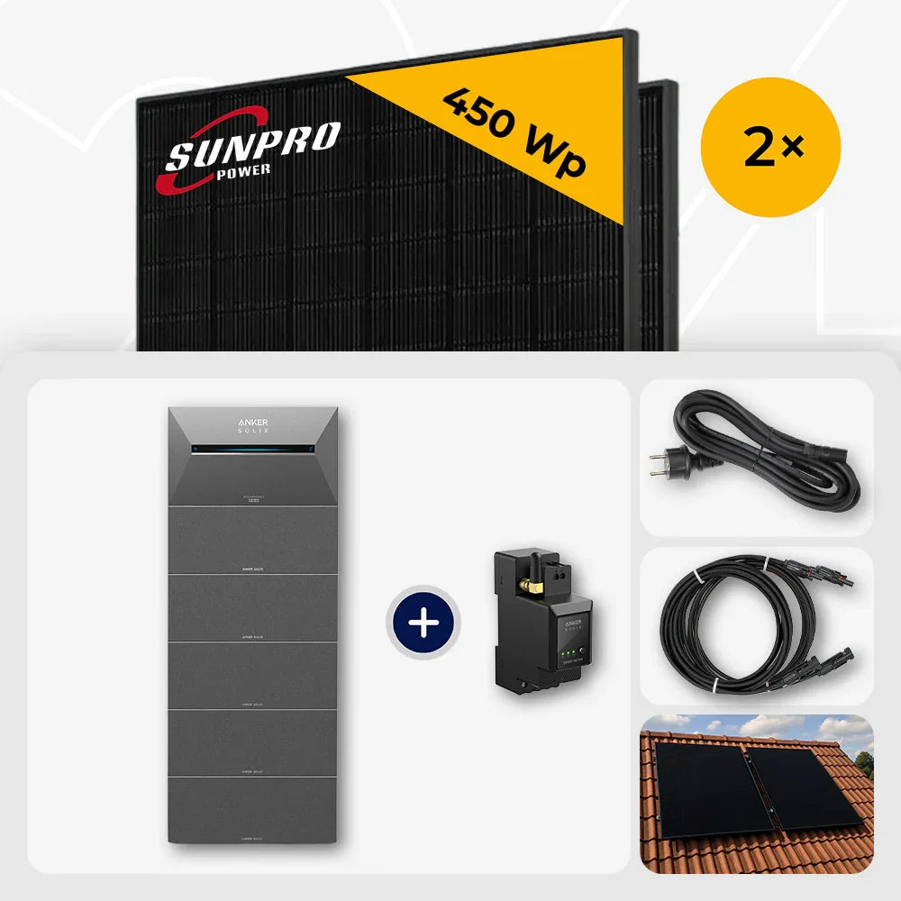 Sunpro 450 Wp Full Black Solarmodule, Anker Solix Solarbank