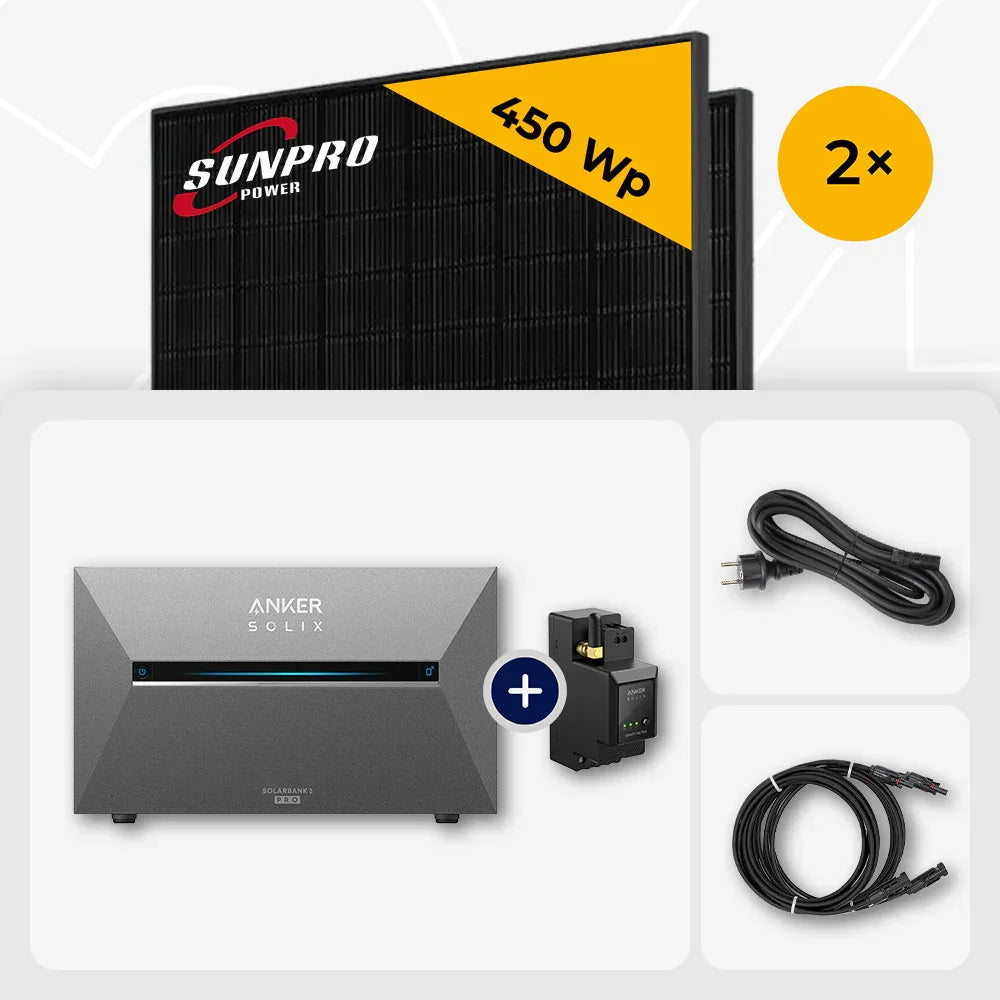 Sunpro 450 Wp Solarmodul, Anker Solix Solarbank 2.68 kWh Set