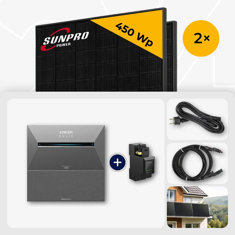 SunPro 450 Wp Solarmodule Anker Solix Speicher