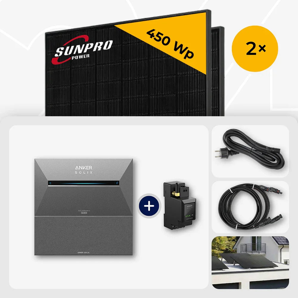 Sunpro 450 Wp Full Black, Anker Solix Solarbank 3 Pro