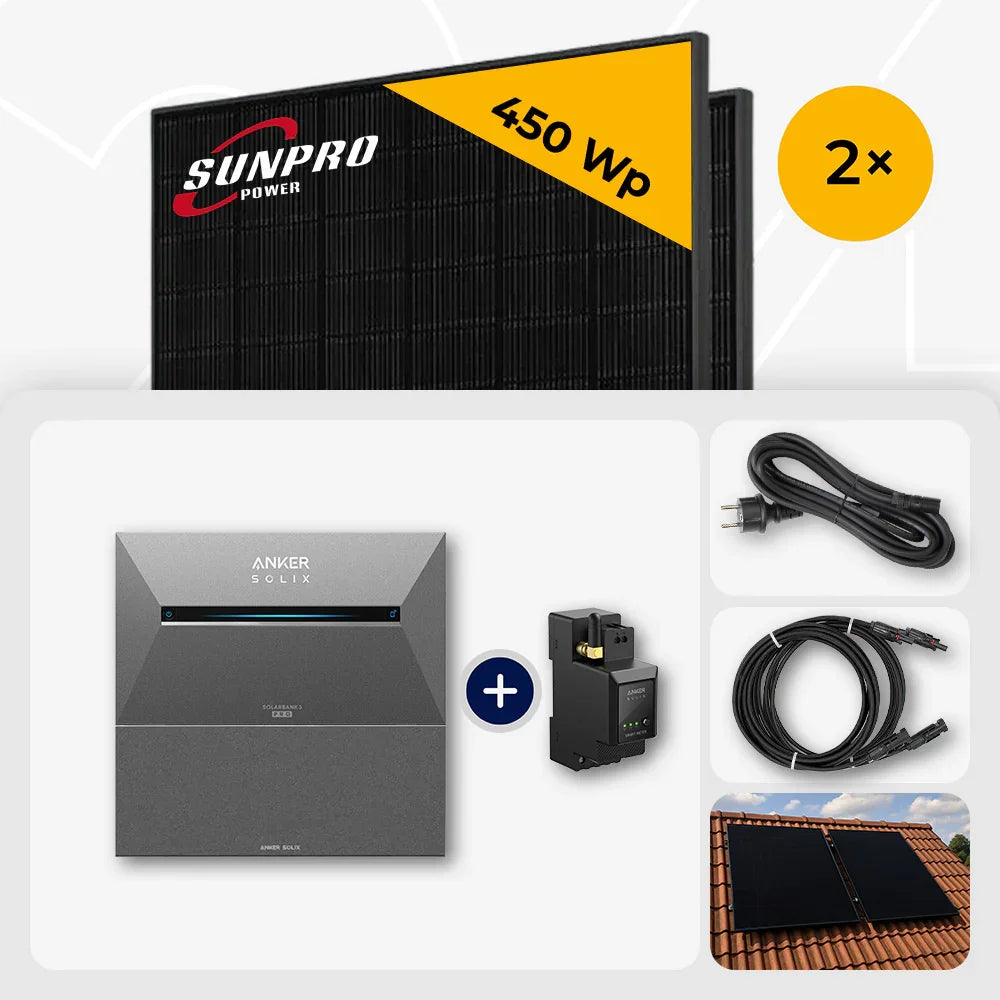 Sunpro 450 Wp Solarmodule, Anker Solix Solarbank