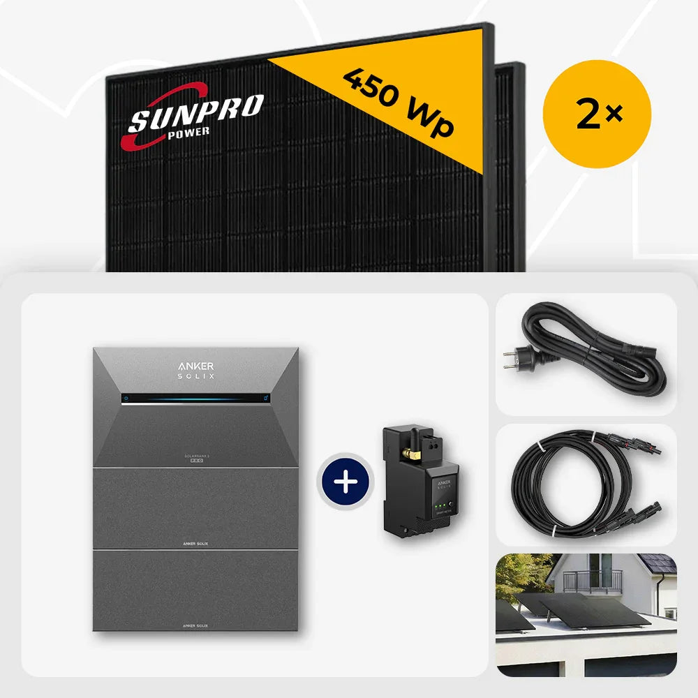 Sunpro 450 Wp Solarmodule, Anker Solix Solarbank 8.04 kWh