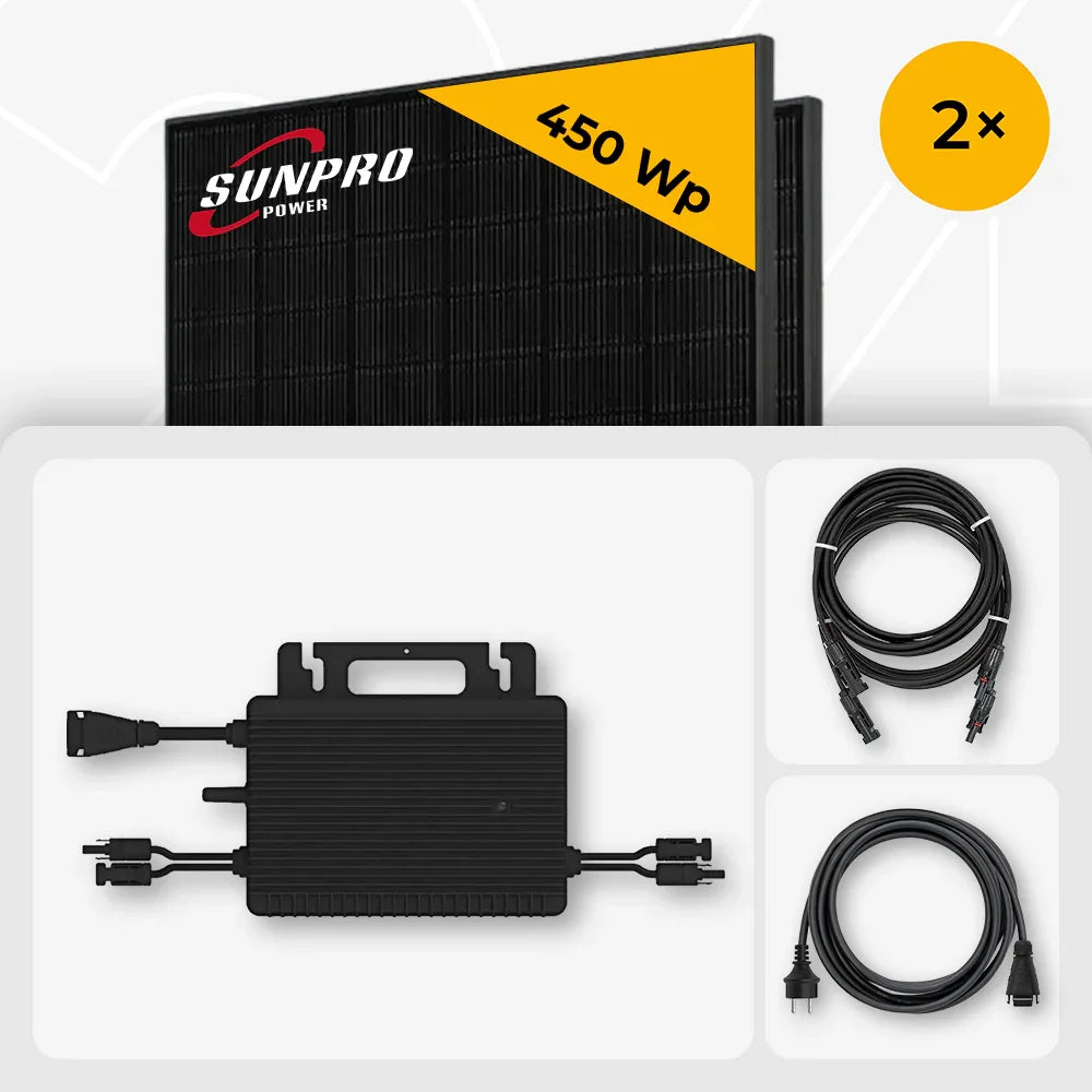 Sunpro 450 Wp Full Black, Hoymiles HMS-800W-2T
