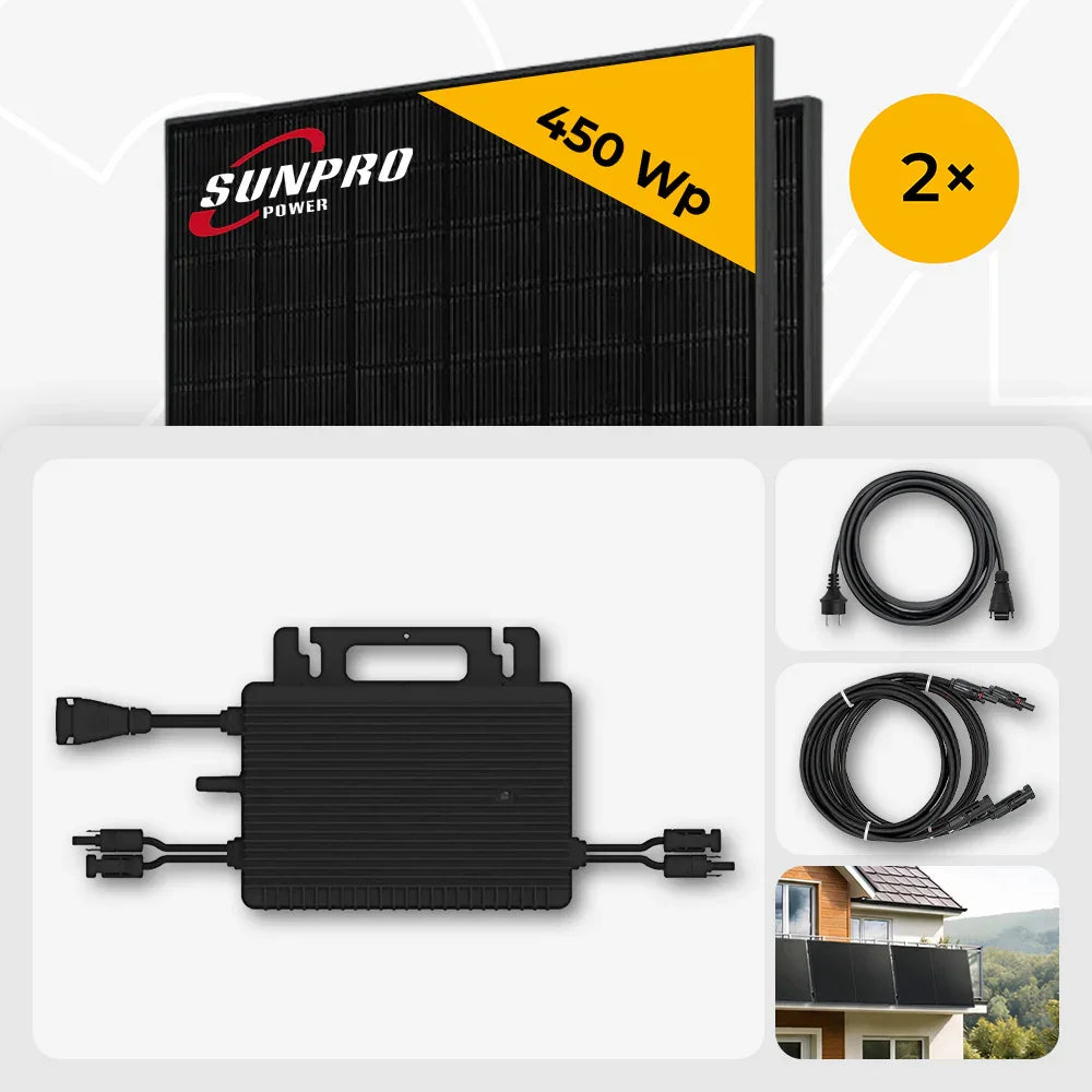 Sunpro 450 Wp Full Black, Hoymiles HMS-800W-2T