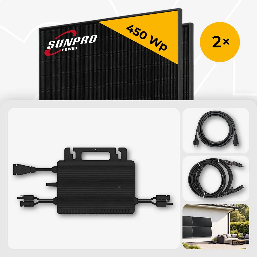 Sunpro 450 Wp Solarmodule, Hoymiles HMS-800W-2T Wechselrichter