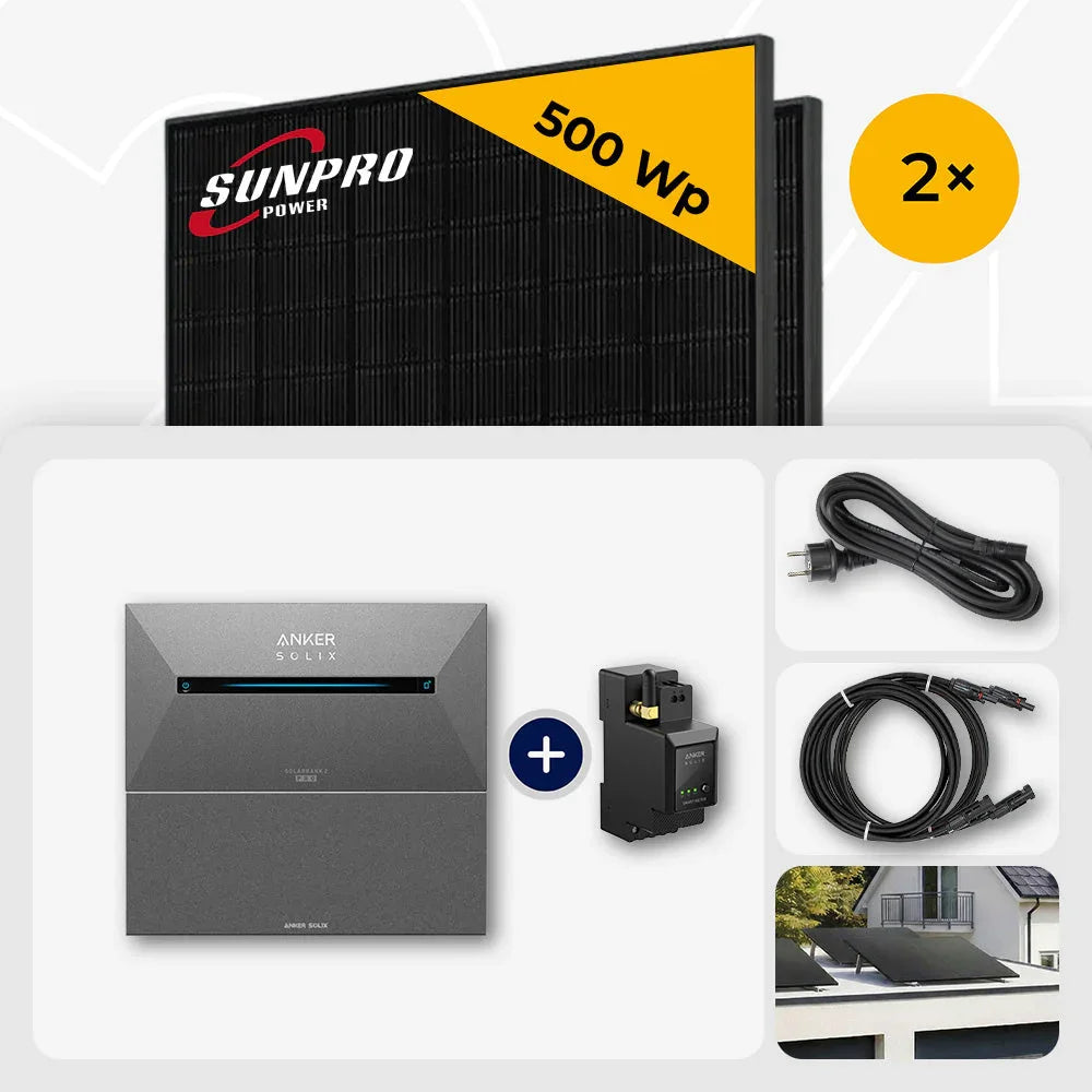 Sunpro 500 Wp Solarmodul Anker Solix Solarbank 3,2 kWh