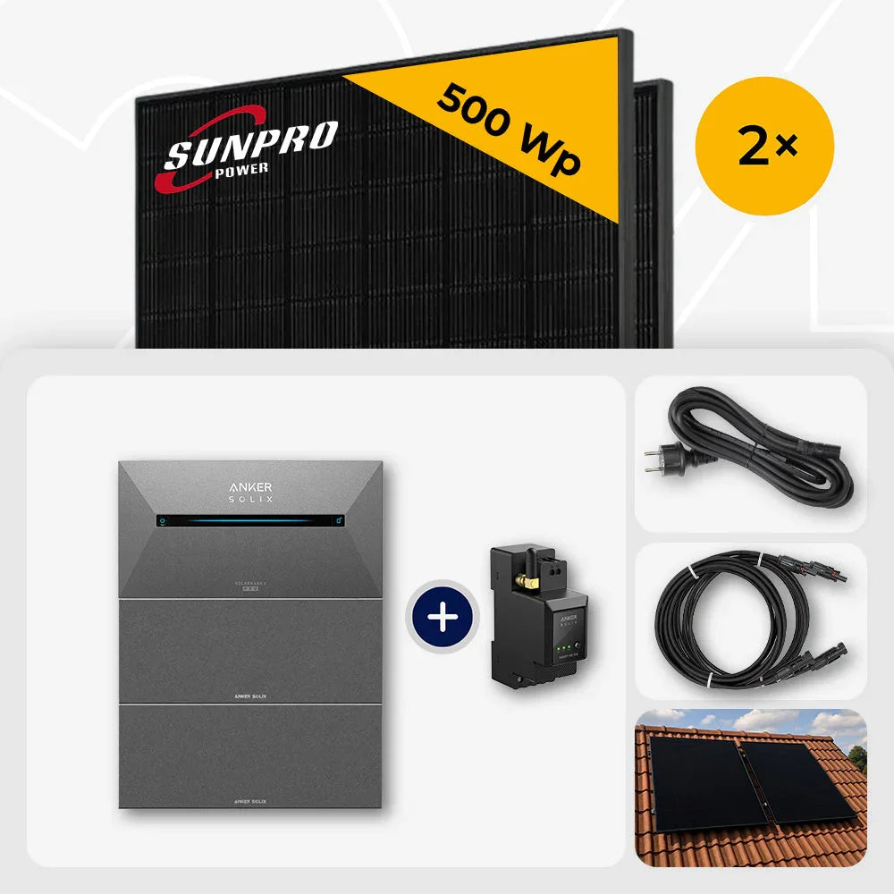 Sunpro 500 Wp Solarmodule, Anker Solix Speicher, Set