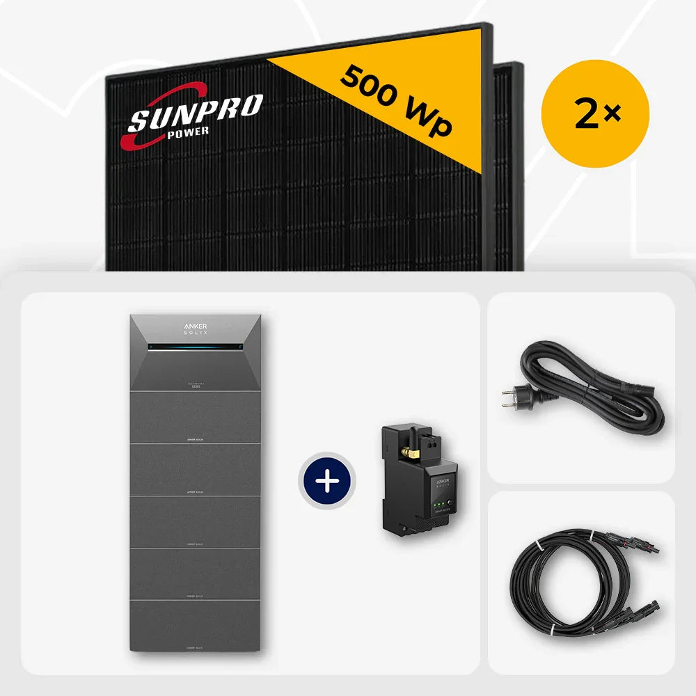 Sunpro 500 Wp Full Black Solarmodule, Anker Solix Solarbank
