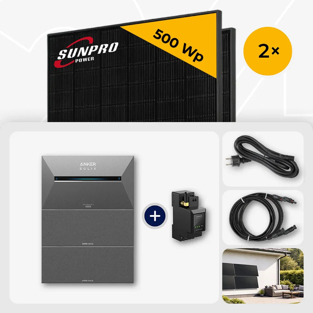 Sunpro 500 Wp Solarmodul, Anker Solix Solarbank