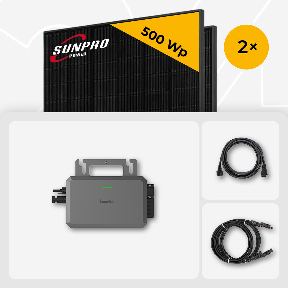 2x SunPro 500Wp Full Black bifazial Hoymiles HMS-HF-800 Wechselrichter