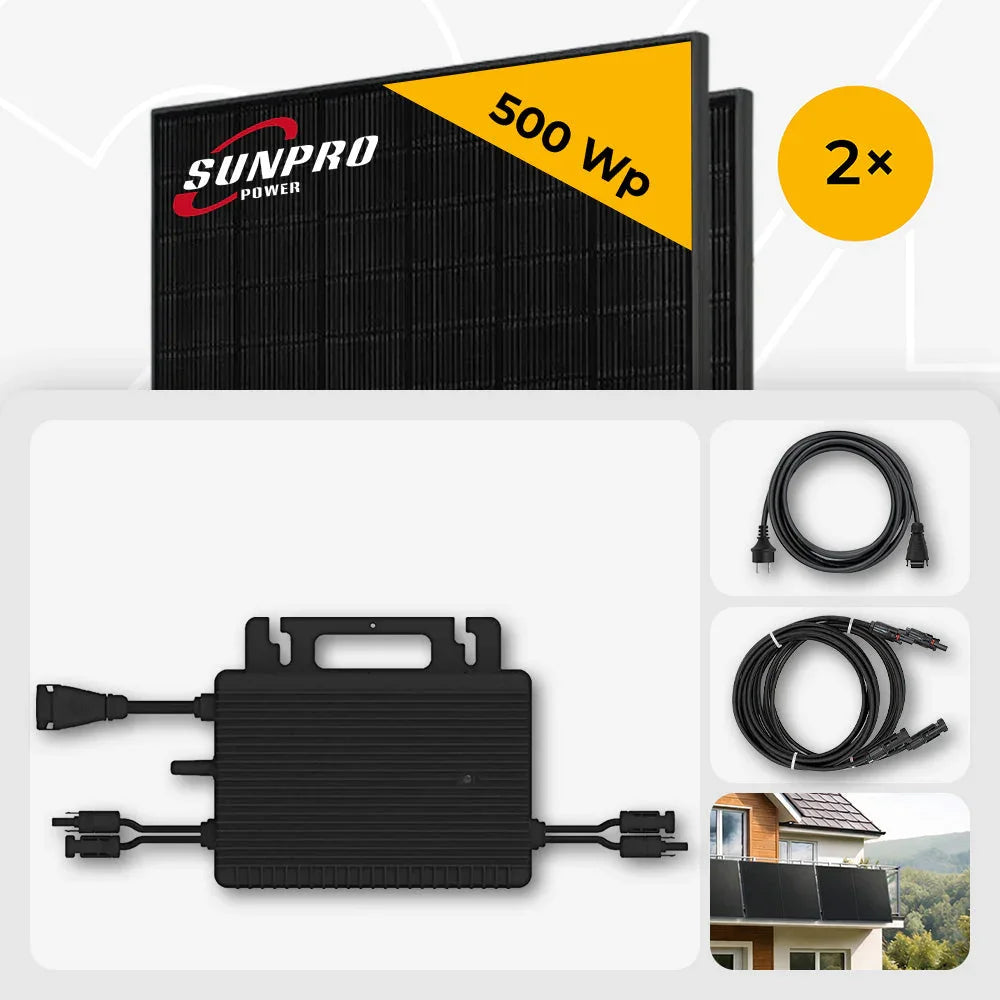 Sunpro 500 Wp Full Black, Hoymiles HMS-800W-2T Set