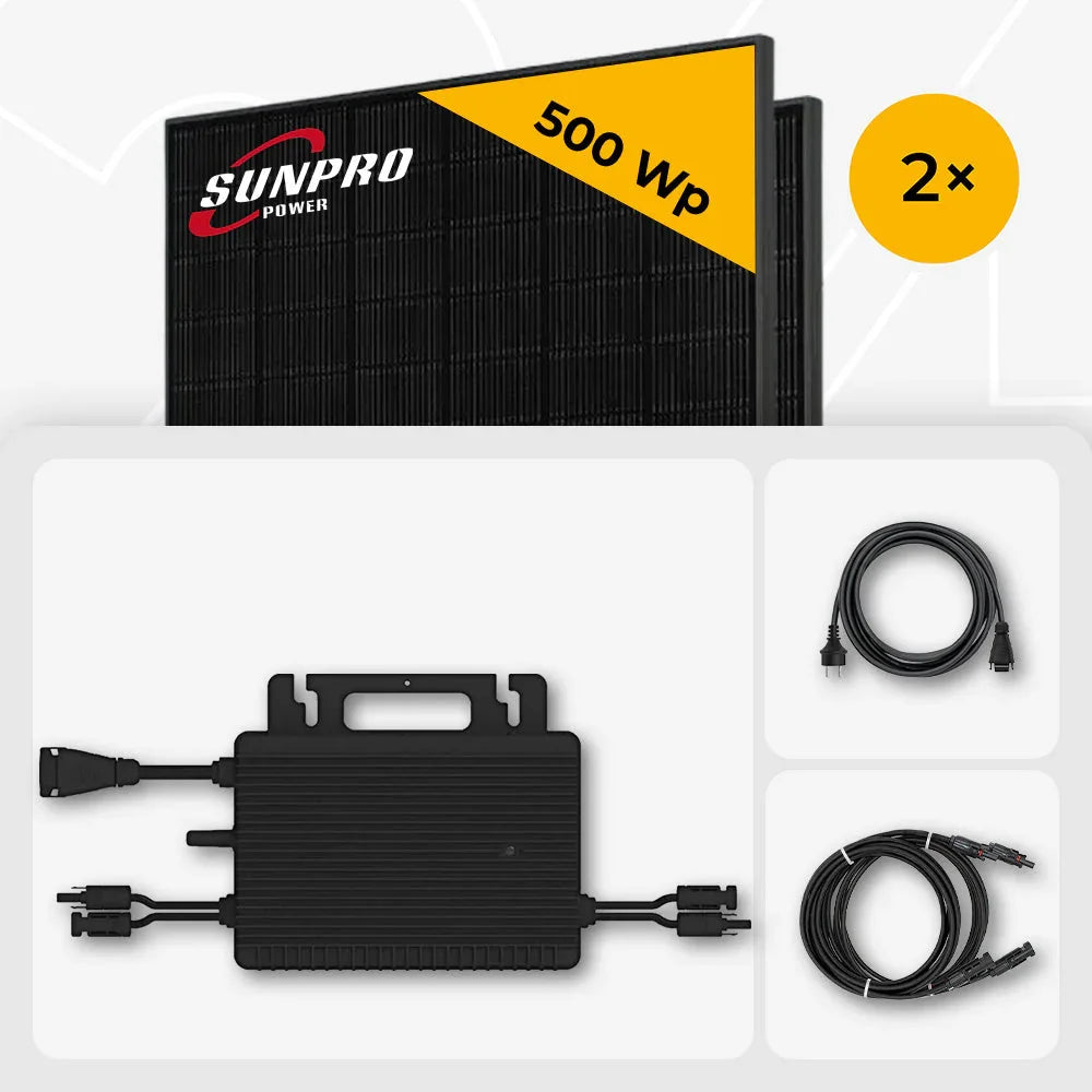 Sunpro 500 Wp Full Black Modul, Hoymiles HMS-800W-2T