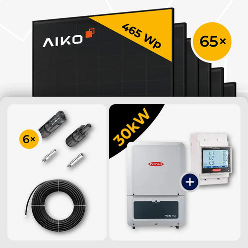 30 kWp Fronius PV Komplettset Verto Plus 25.0 & 65x AIKO 465W Full Black mit Speicheroption – mit Speicher BYD HVB 5.9