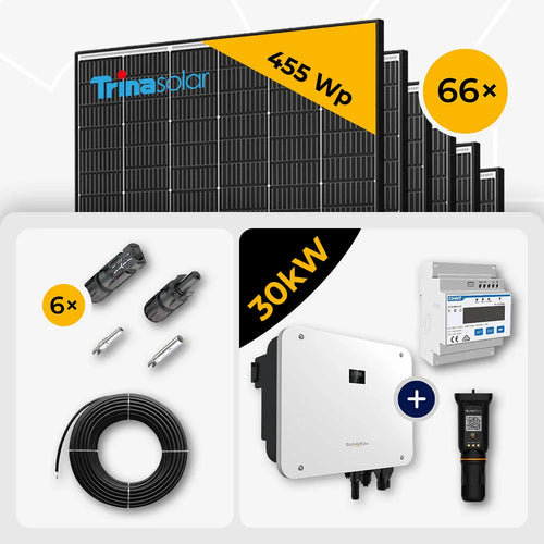 30 kWp Sungrow PV Komplettset Hybrid SH25T & 66x Trina 465W Black Frame mit Speicheroption – ohne Speicher