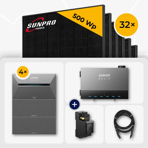 SUNPRO 500Wp Solarmodule, Anker Solix Speicher Set