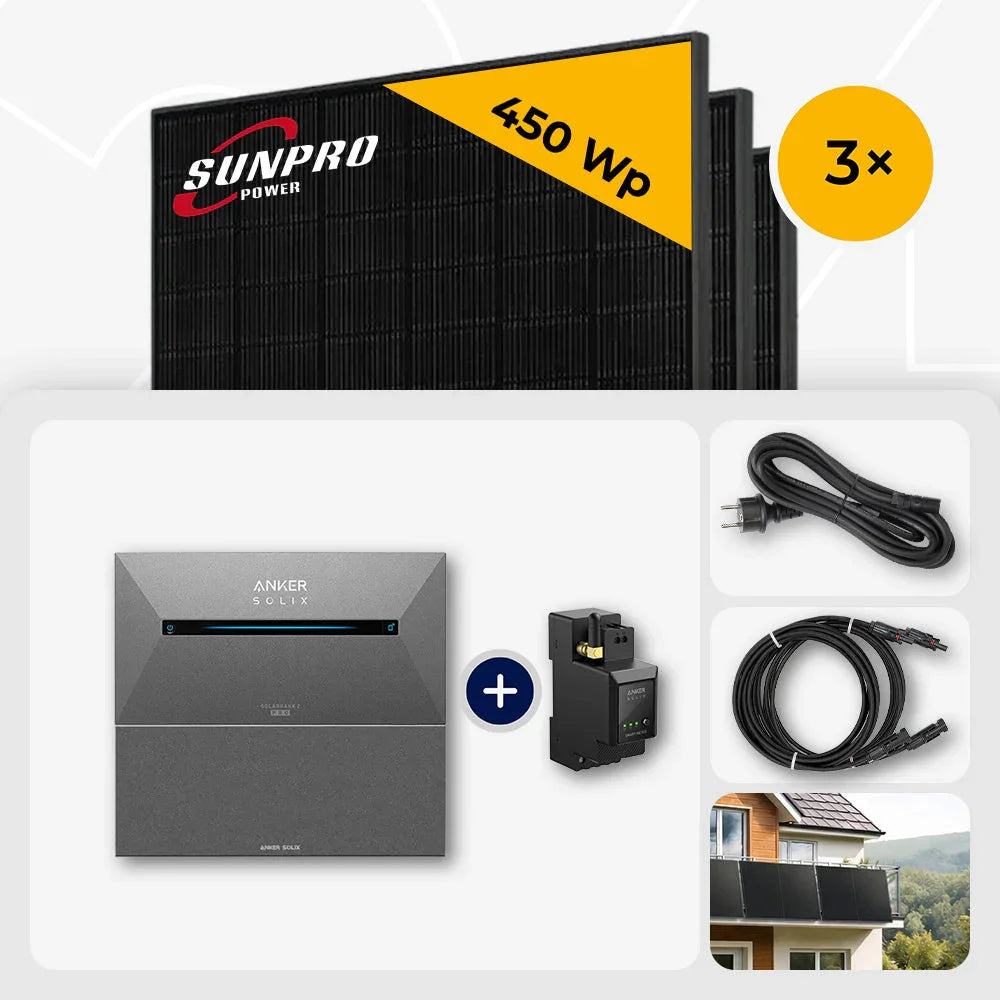 Sunpro 450 Wp Solarmodul, Anker Solix Solarbank