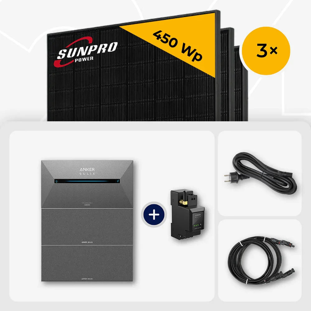 Sunpro Power 450 Wp Modul, Anker Solix Solarbank