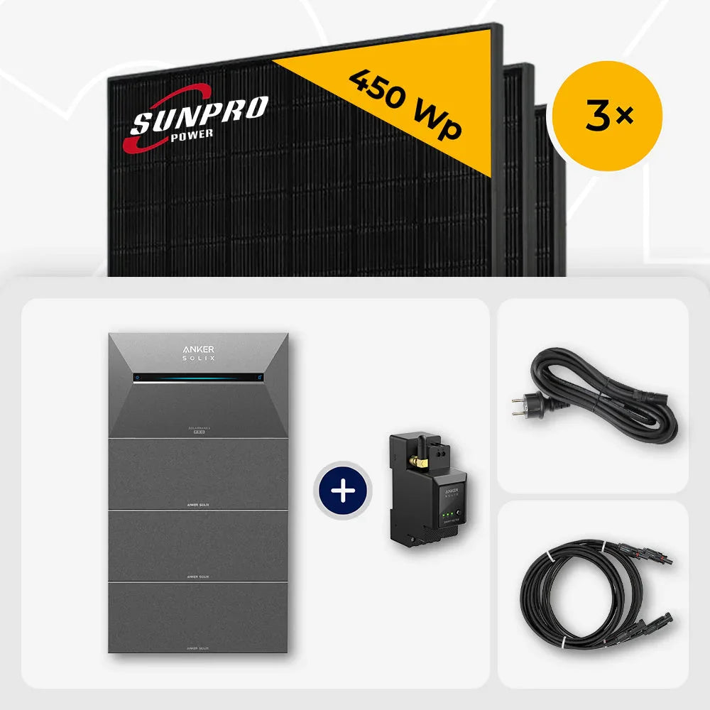 Sunpro 450Wp Solarmodule, Anker Solix Solarbank, Zubehör