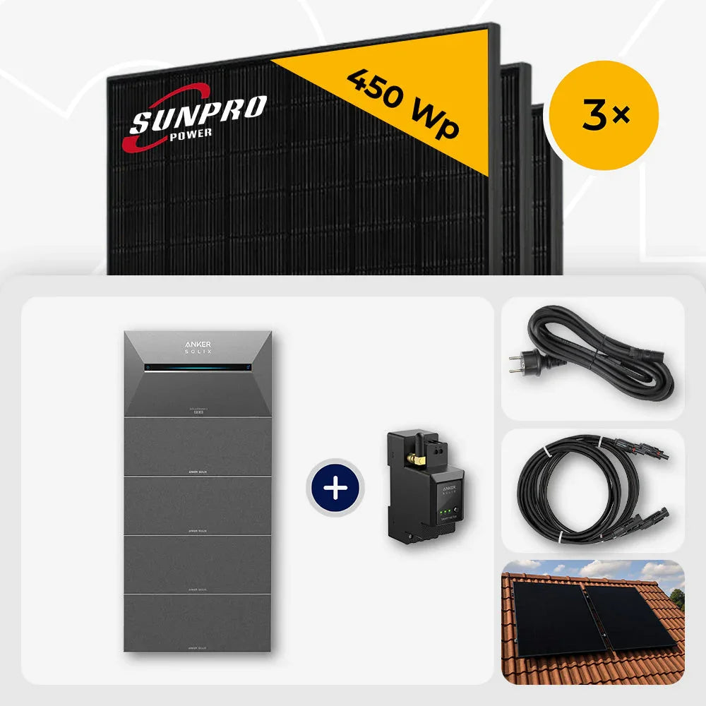 Sunpro 450 Wp Solarmodule, Anker Solix Solarbank, Zubehör