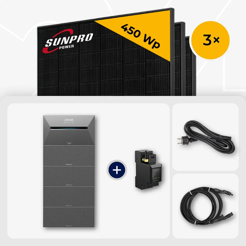Sunpro 450 Wp Solarmodule, Anker Solix Solarbank, Zubehör