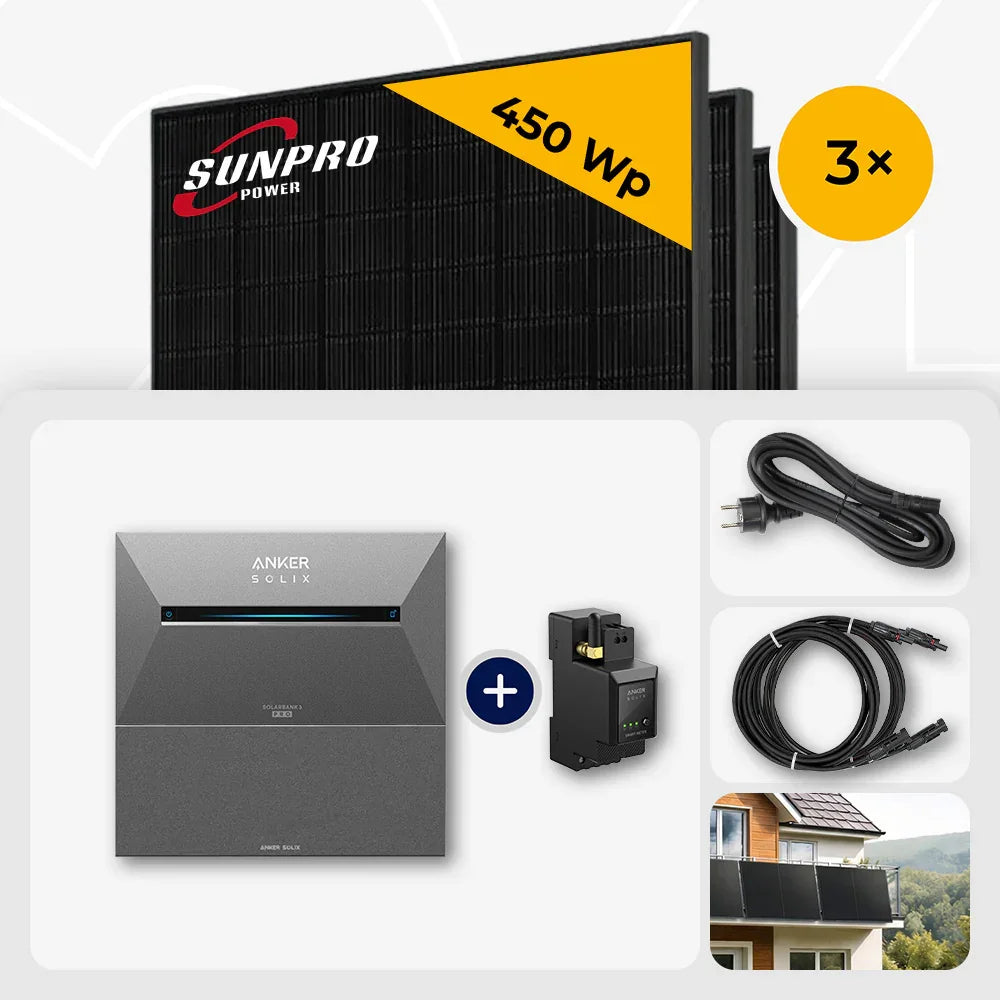 Sunpro 450 Wp Solarmodul, Anker Solix Solarbank Set