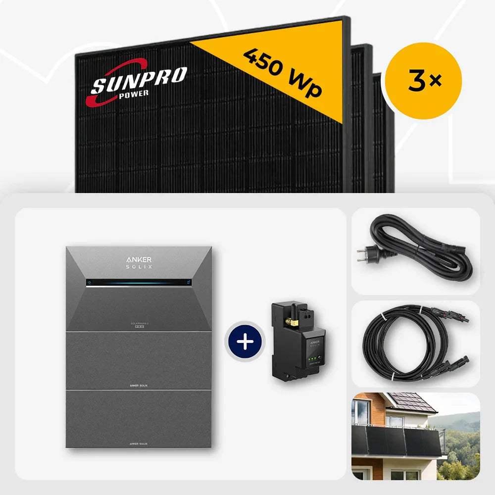 Sunpro 450 Wp Full Black Anker Solix Solarbank Set
