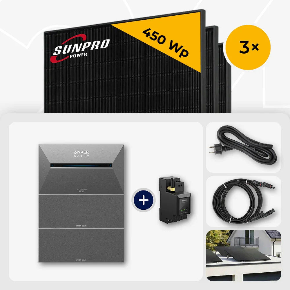 Sunpro 450 Wp Full Black, Anker Solix Solarbank