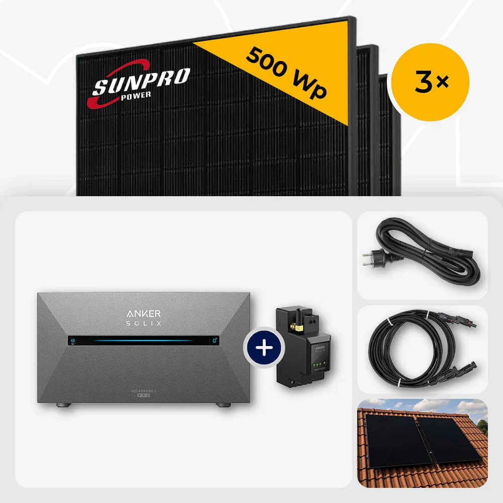 Sunpro 500Wp Solarmodule, Anker Solix Solarbank Set