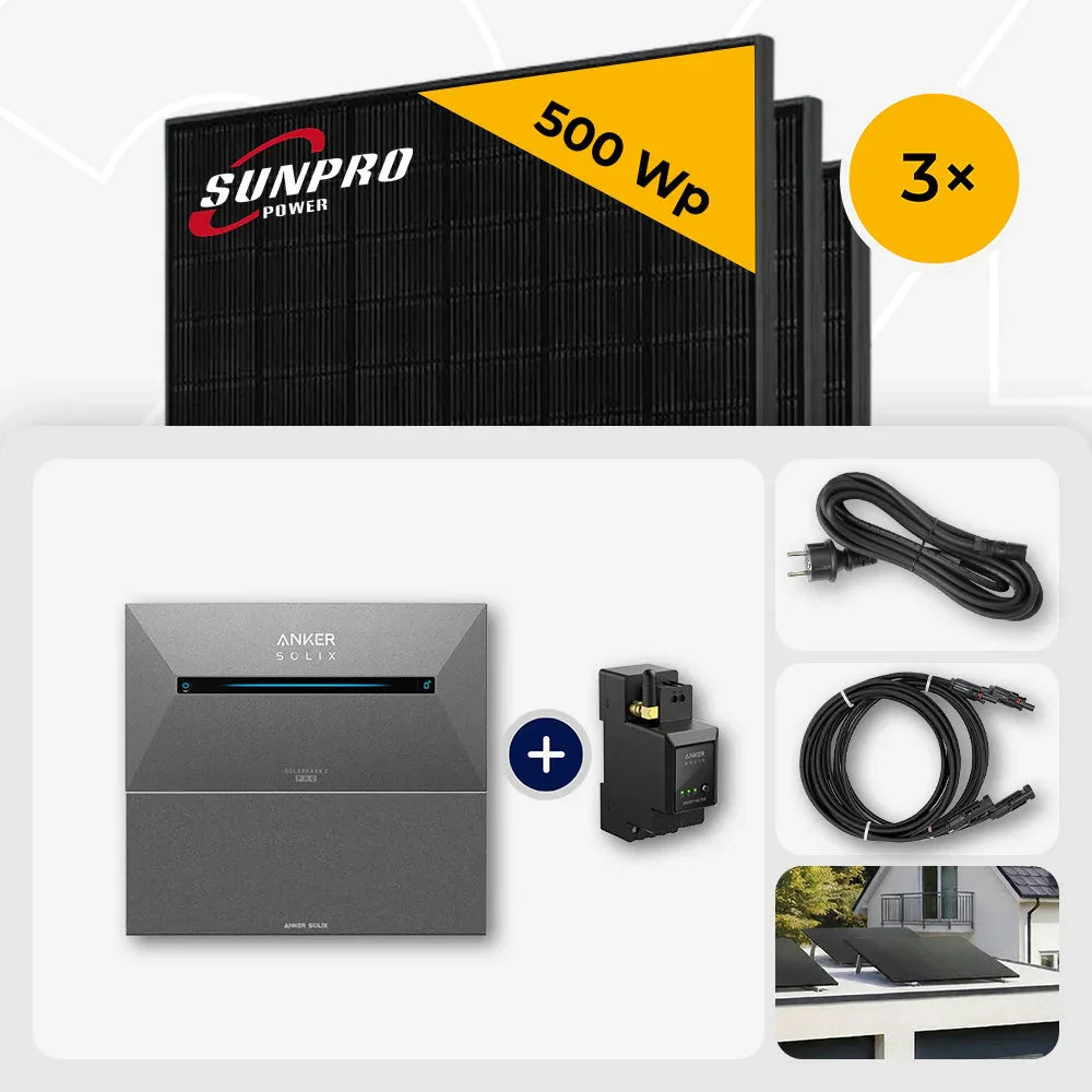 Sunpro Power 3x 500Wp Solarmodul Anker Solix Solarbank Set